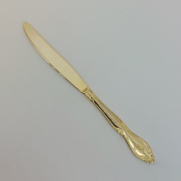 Set of 6 Dinner Knifes Gold Tone With Monogram C Hollywood - Picture 8 of 15